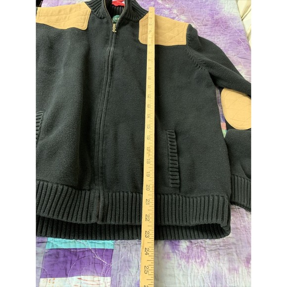 Lauren Ralph Lauren Women Large Black Equestrian Cardigan Faux Suede Patch - Picture 6 of 8